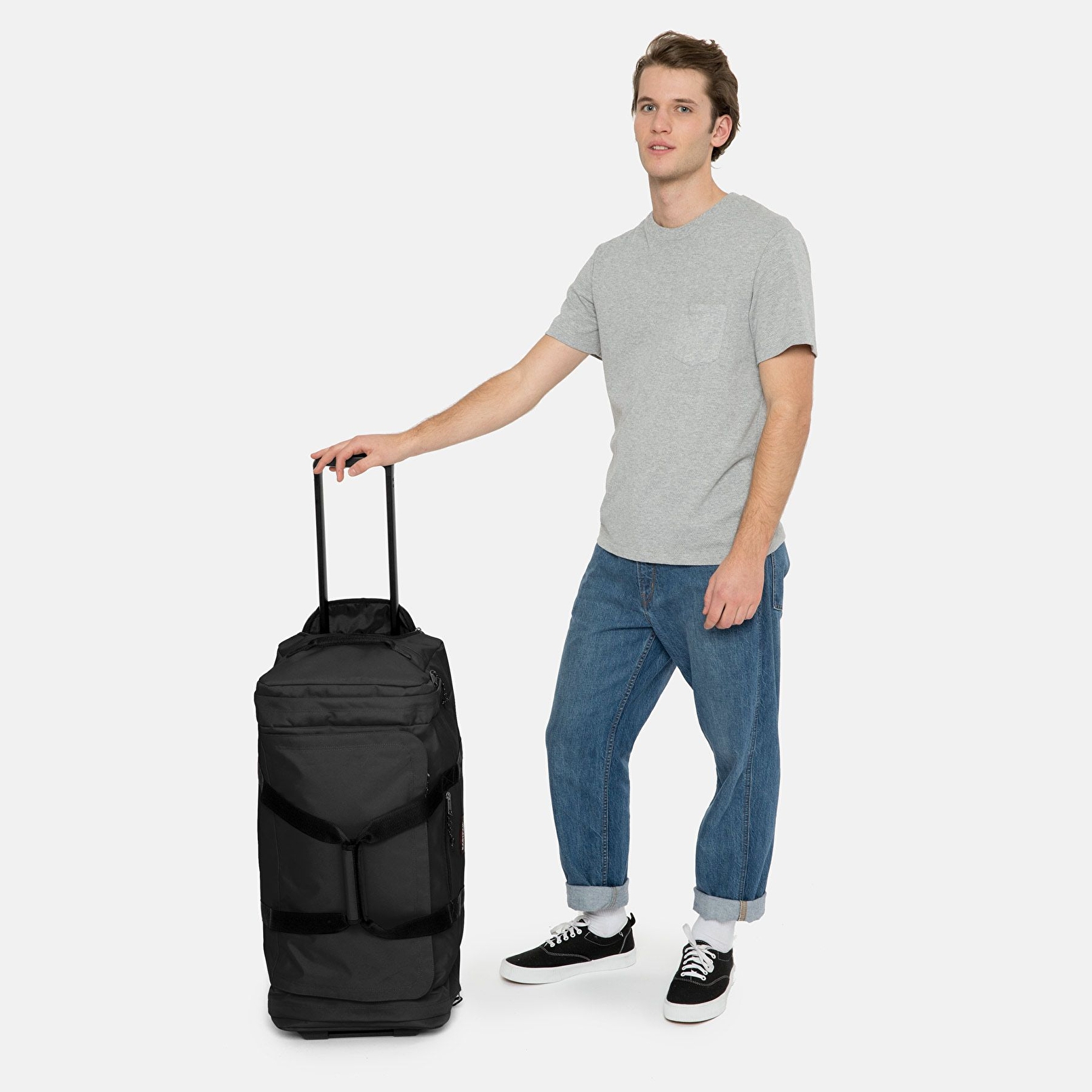 Eastpak LEATHERFACE M + BLACK TEKERLEKLİ VALİZ
