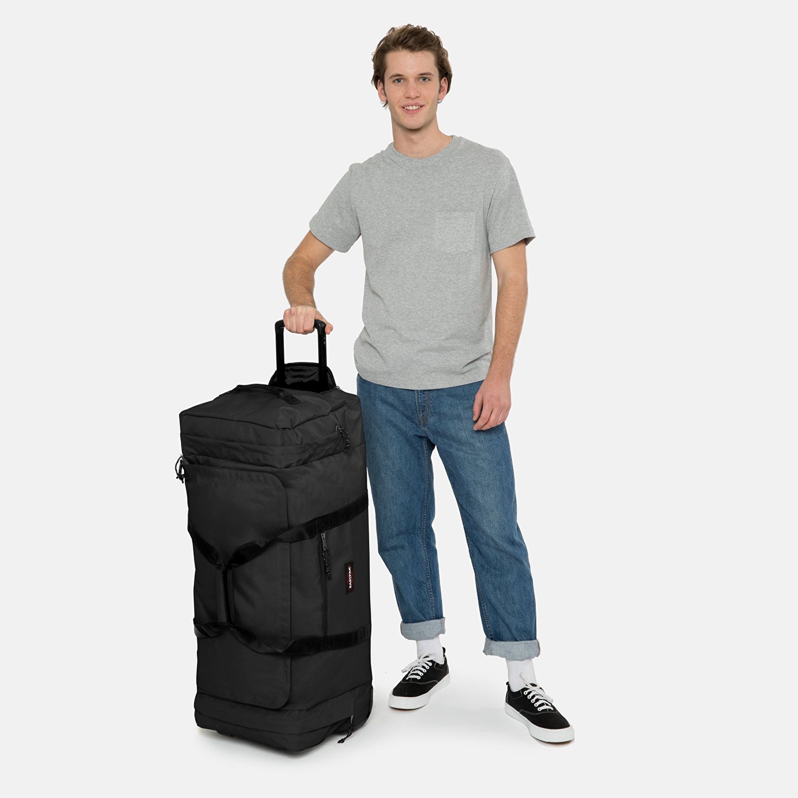 Eastpak LEATHERFACE L + BLACK TEKERLEKLİ VALİZ