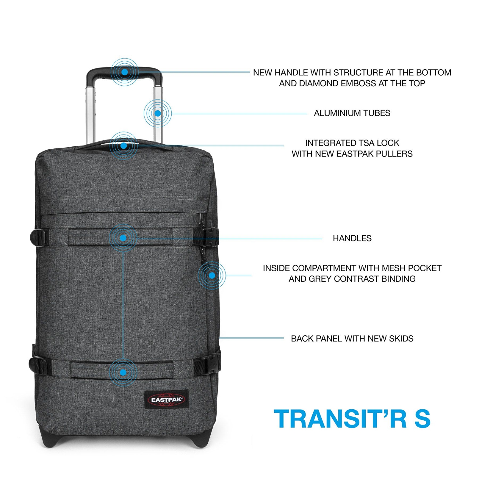 Eastpak TRANSIT'R S BLACK DENIM TEKERLEKLİ VALİZ