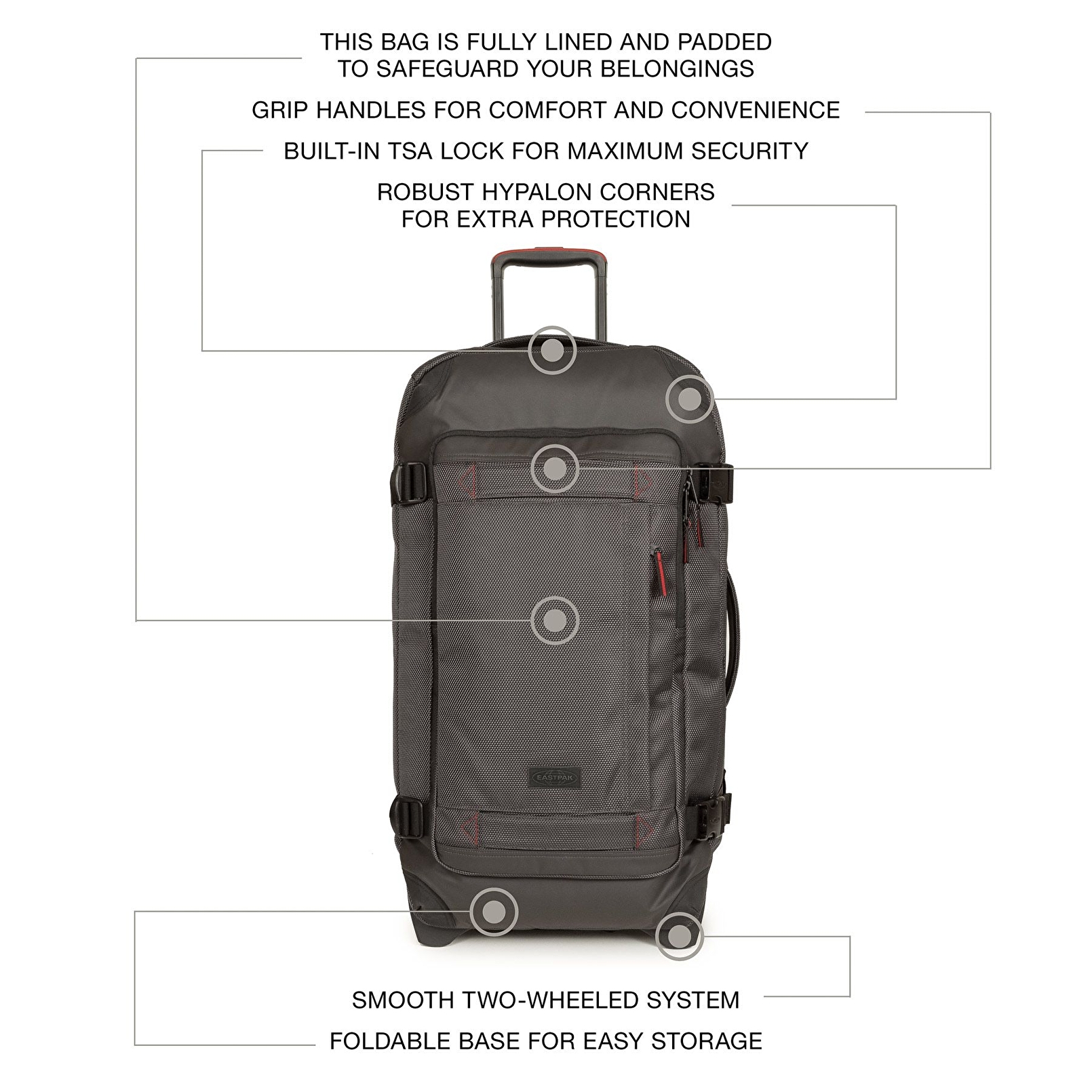Eastpak TRANVERZ CNNCT L ACCENT GREY TEKERLEKLİ VALİZ