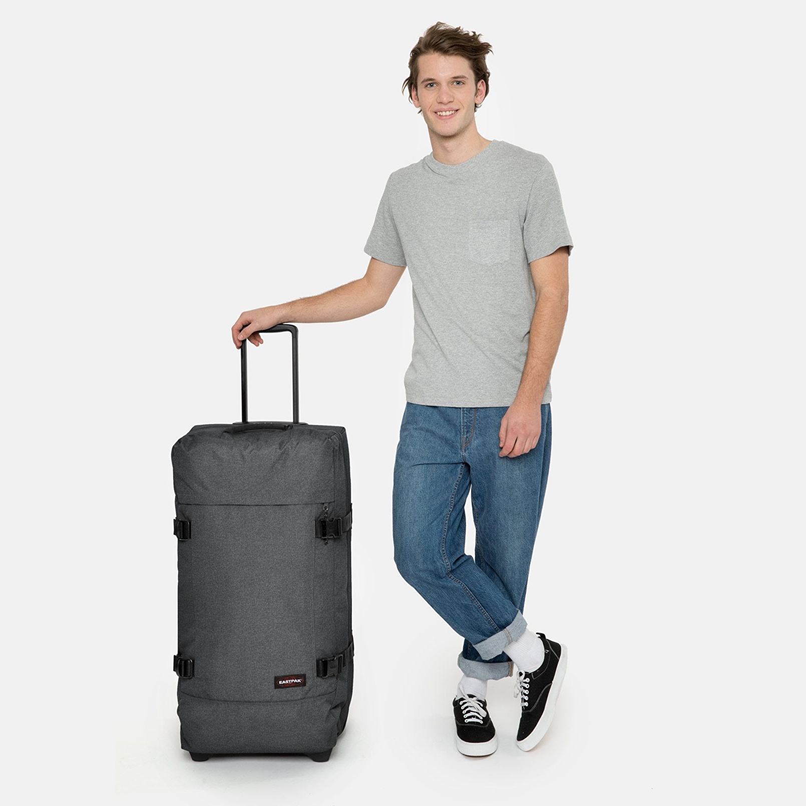 Eastpak TRANVERZ L BLACK DENIM TEKERLEKLİ VALİZ