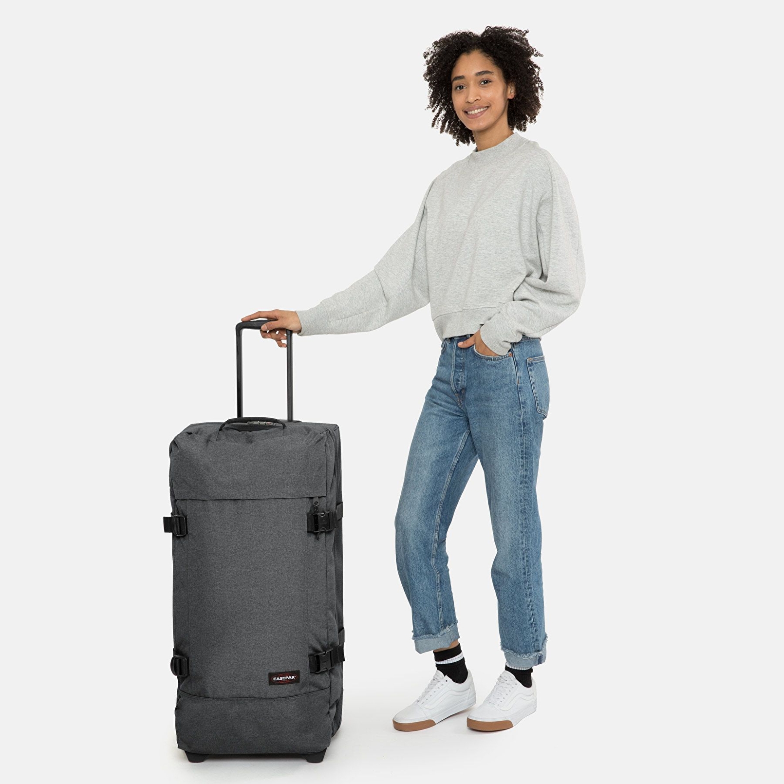 Eastpak TRANVERZ L BLACK DENIM TEKERLEKLİ VALİZ