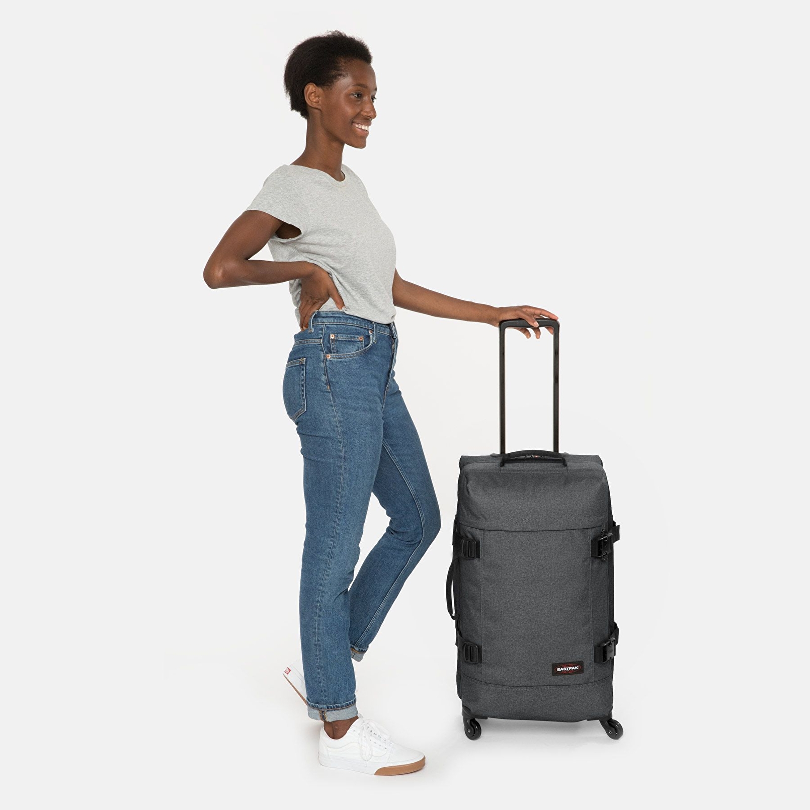 Eastpak TRANS4 M BLACK DENIM TEKERLEKLİ VALİZ