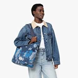 CARRY TOTE BAG WASHED PRINT BLUE OMUZ ÇANTASI